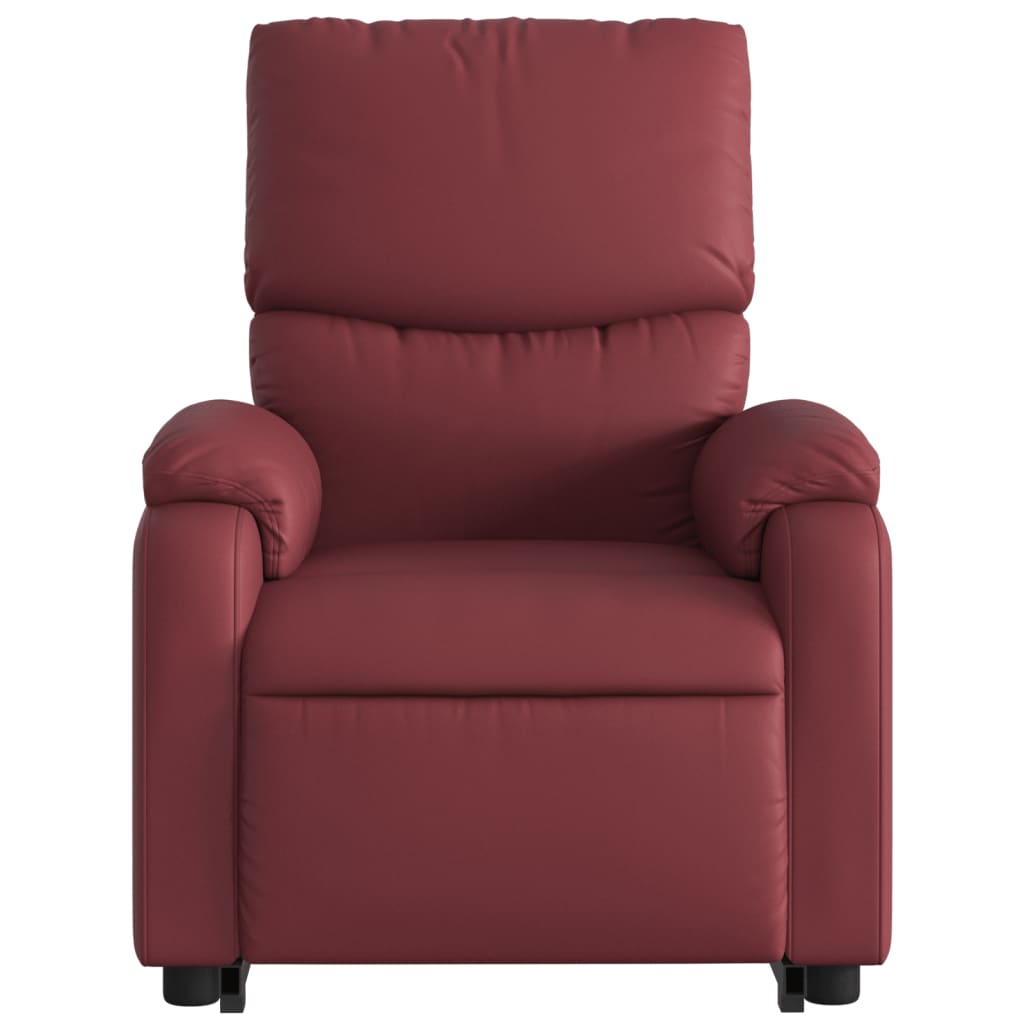 vidaXL Sillón reclinable de masaje de pie cuero artificial rojo tinto