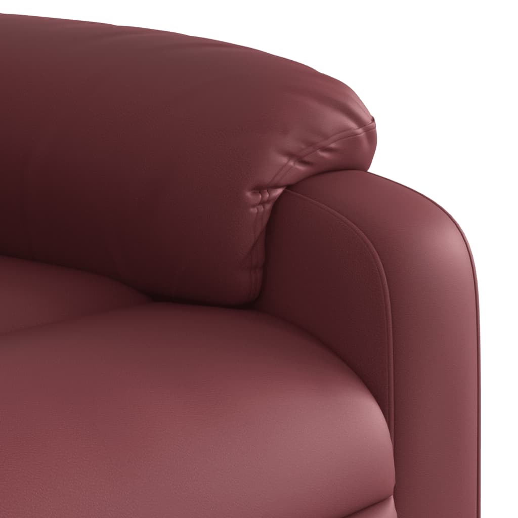 vidaXL Sillón reclinable de masaje de pie cuero artificial rojo tinto