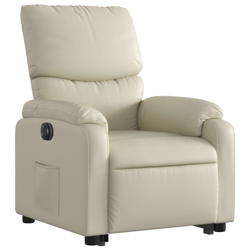 vidaXL Sillón reclinable elevable eléctrico de cuero sintético crema