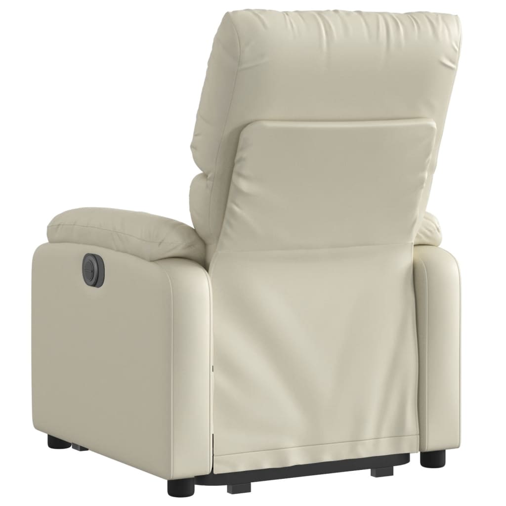 vidaXL Sillón reclinable elevable eléctrico de cuero sintético crema