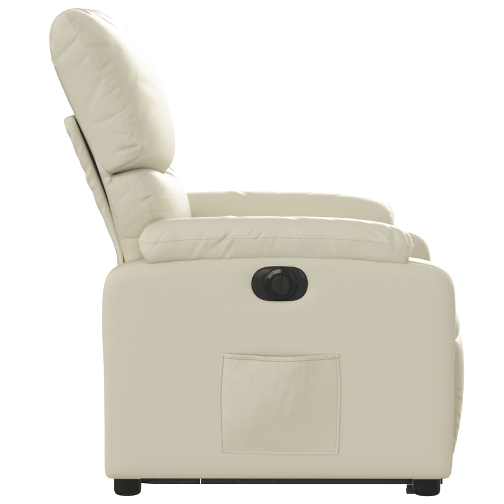 vidaXL Sillón reclinable elevable eléctrico de cuero sintético crema