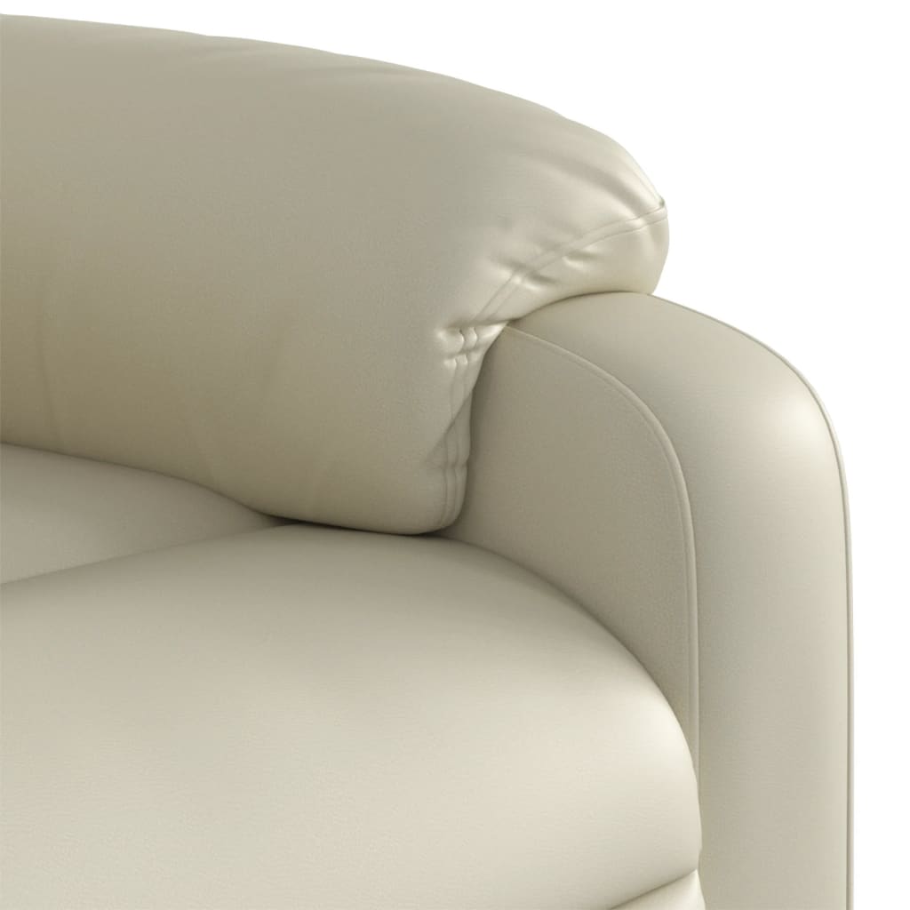 vidaXL Sillón reclinable elevable eléctrico de cuero sintético crema