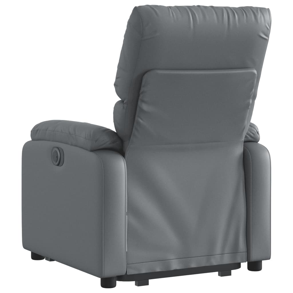 vidaXL Sillón reclinable elevable eléctrico de cuero sintético gris