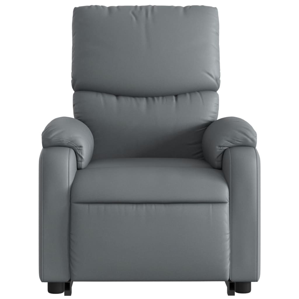 vidaXL Sillón reclinable elevable eléctrico de cuero sintético gris