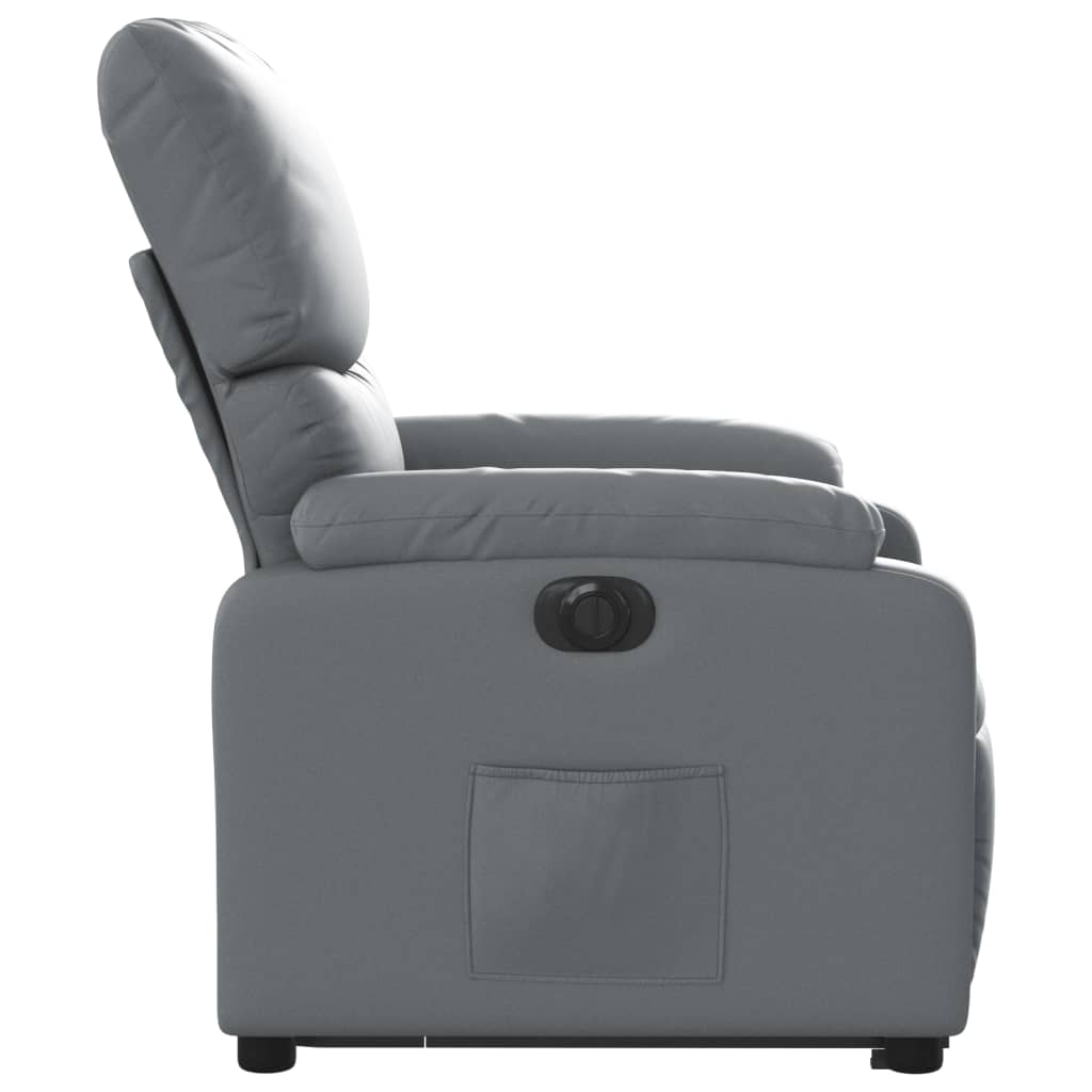 vidaXL Sillón reclinable elevable eléctrico de cuero sintético gris