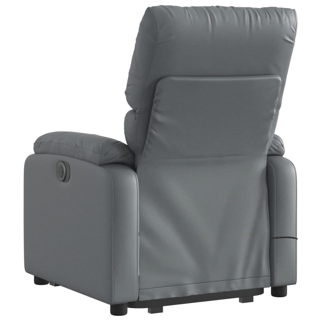 vidaXL Sillón de masaje elevable eléctrico cuero sintético gris