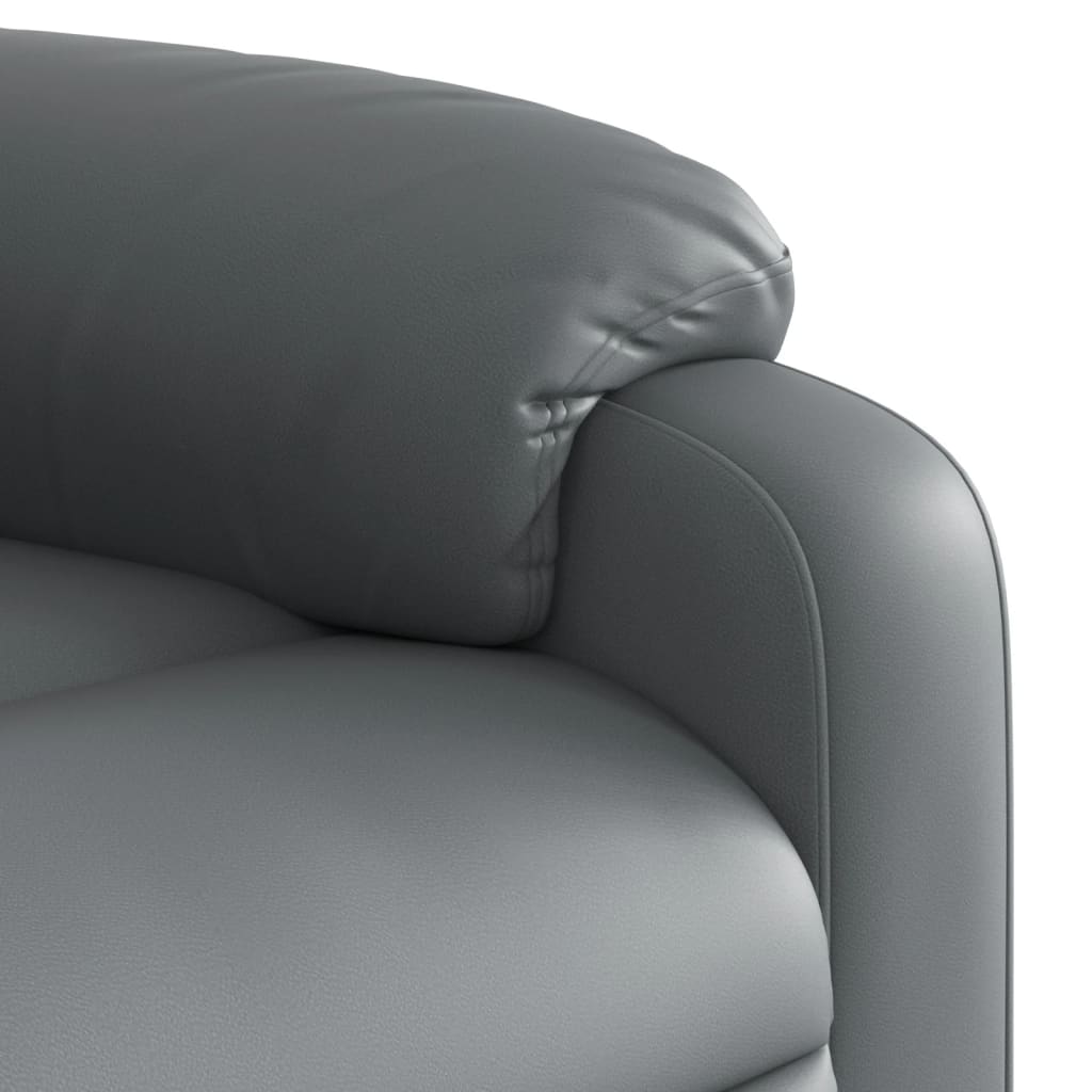 vidaXL Sillón de masaje elevable eléctrico cuero sintético gris