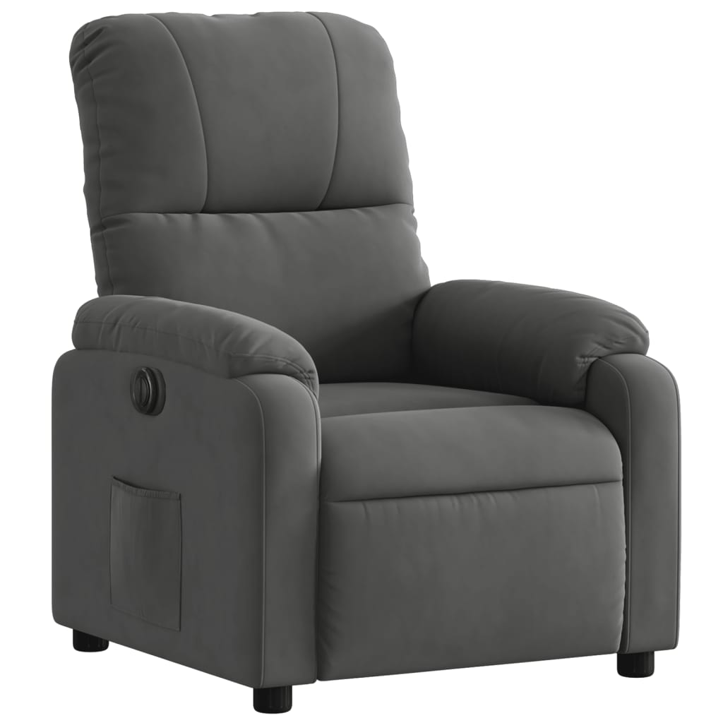 vidaXL Sillón reclinable eléctrico tela de microfibra gris oscuro