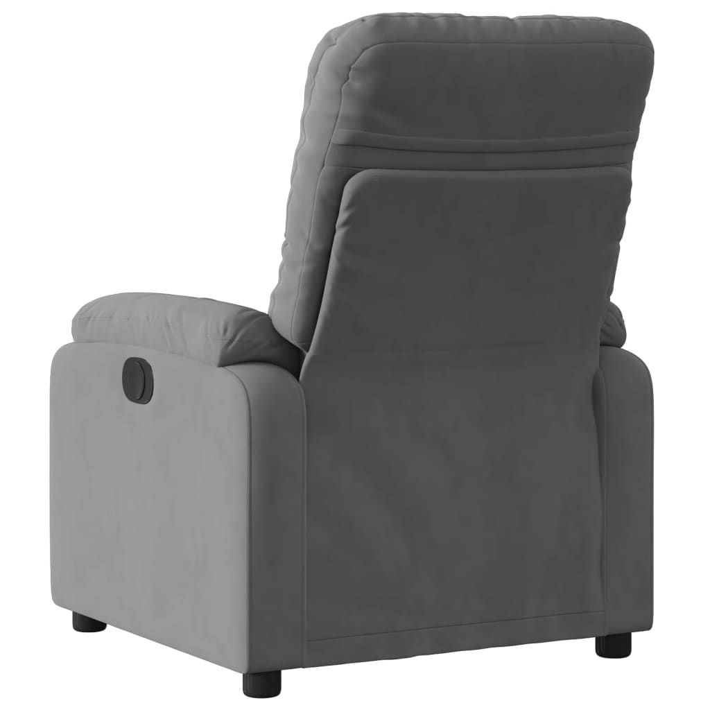 vidaXL Sillón reclinable eléctrico tela de microfibra gris oscuro