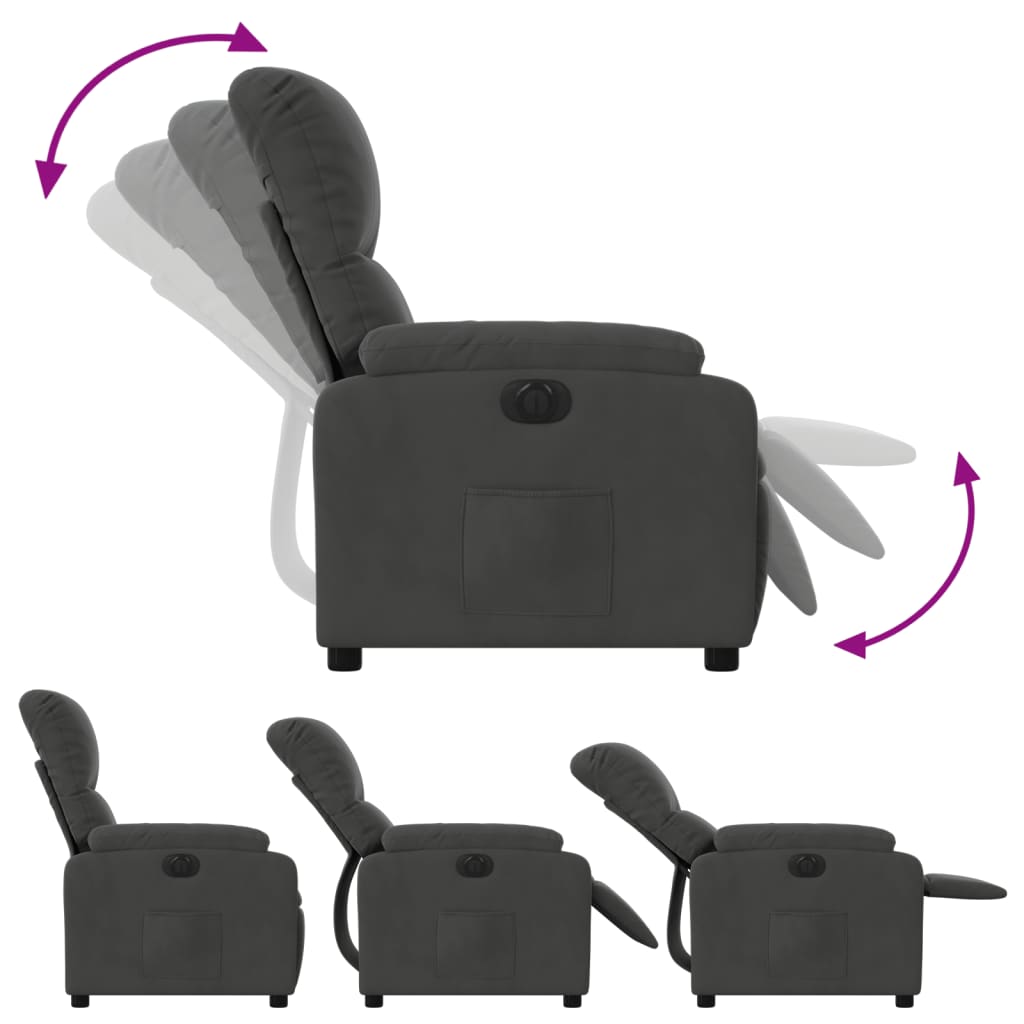 vidaXL Sillón reclinable eléctrico tela de microfibra gris oscuro