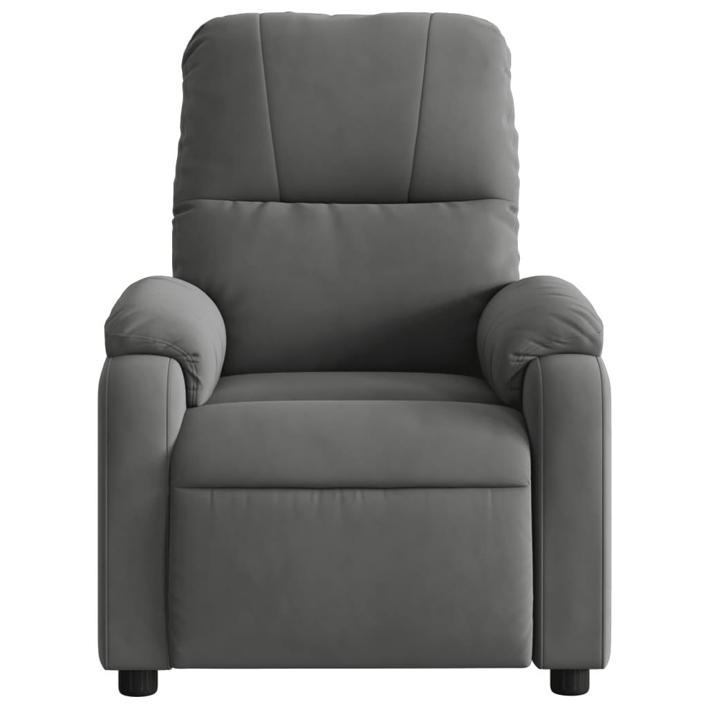 vidaXL Sillón reclinable eléctrico tela de microfibra gris oscuro