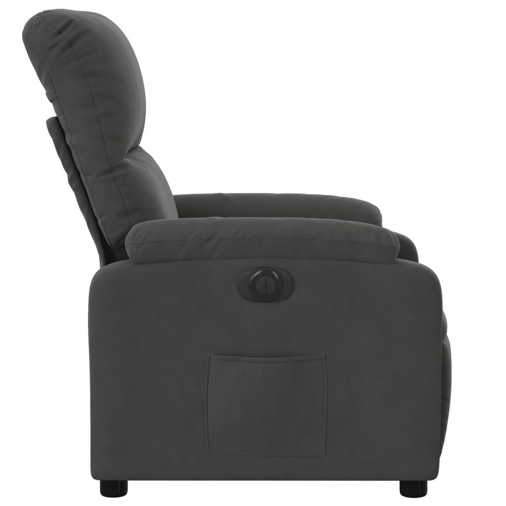 vidaXL Sillón reclinable eléctrico tela de microfibra gris oscuro