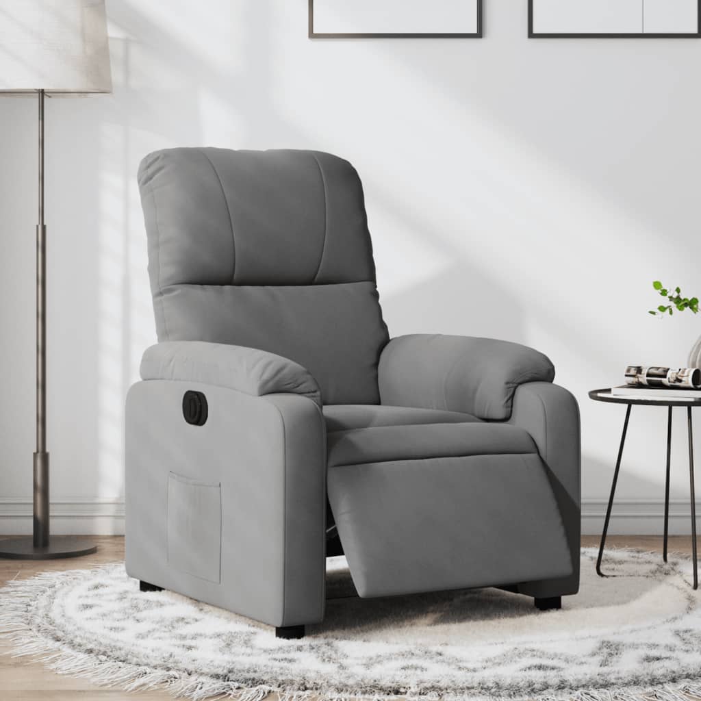 vidaXL Sillón reclinable eléctrico tela de microfibra gris oscuro