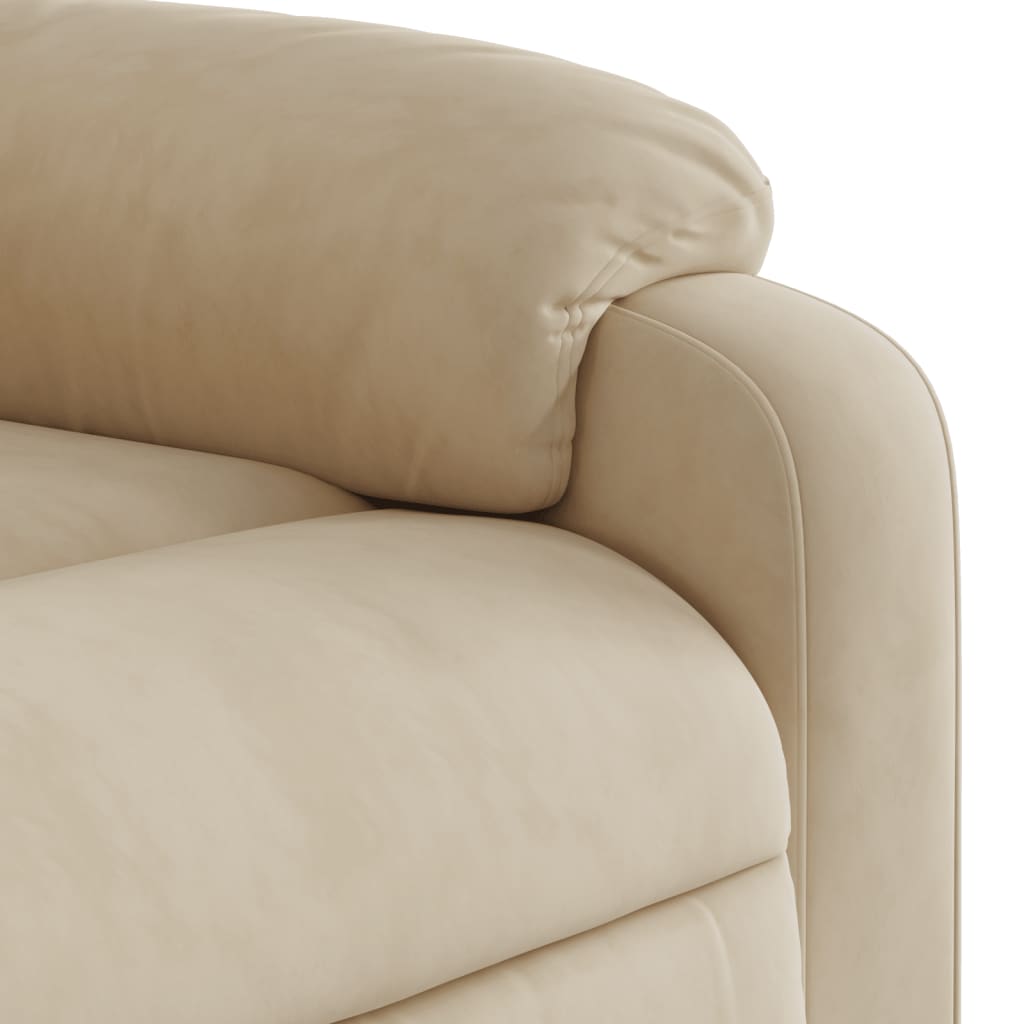 vidaXL Sillón reclinable eléctrico tela de microfibra color crema