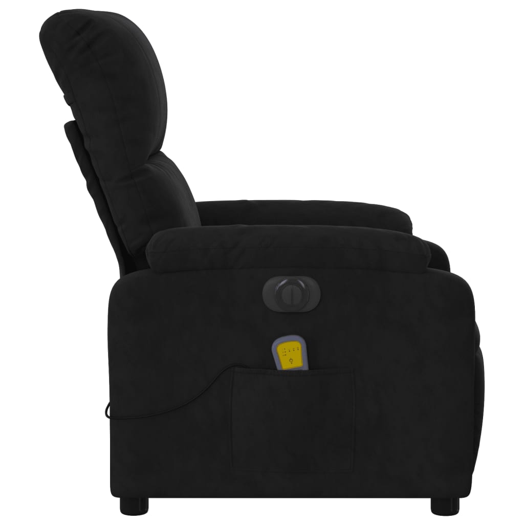 vidaXL Sillón reclinable de masaje eléctrico tela de microfibra negro