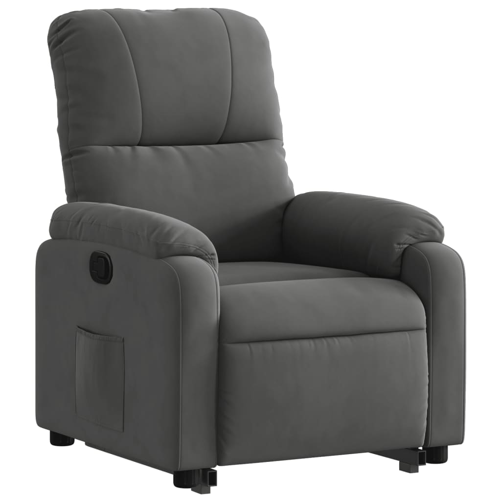 vidaXL Sillón reclinable elevable tela de microfibra gris oscuro