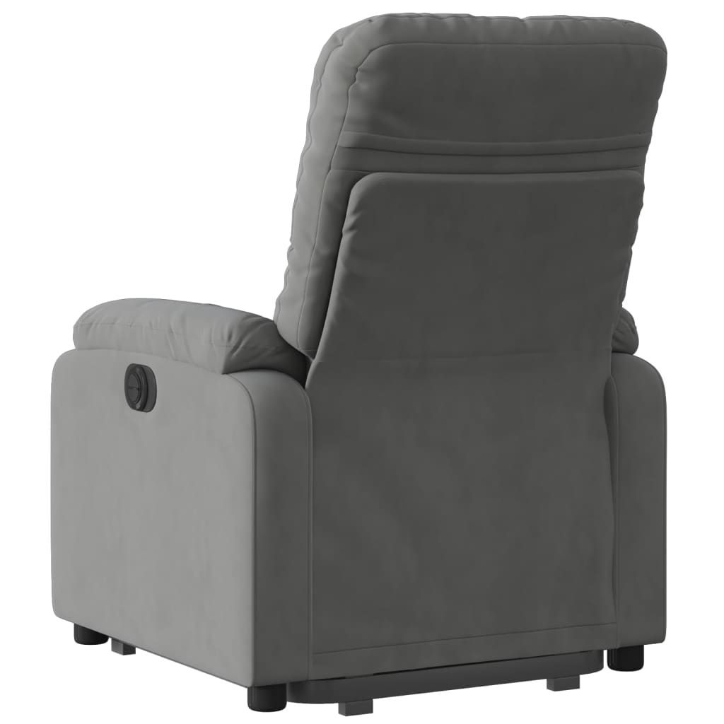 vidaXL Sillón reclinable elevable tela de microfibra gris oscuro