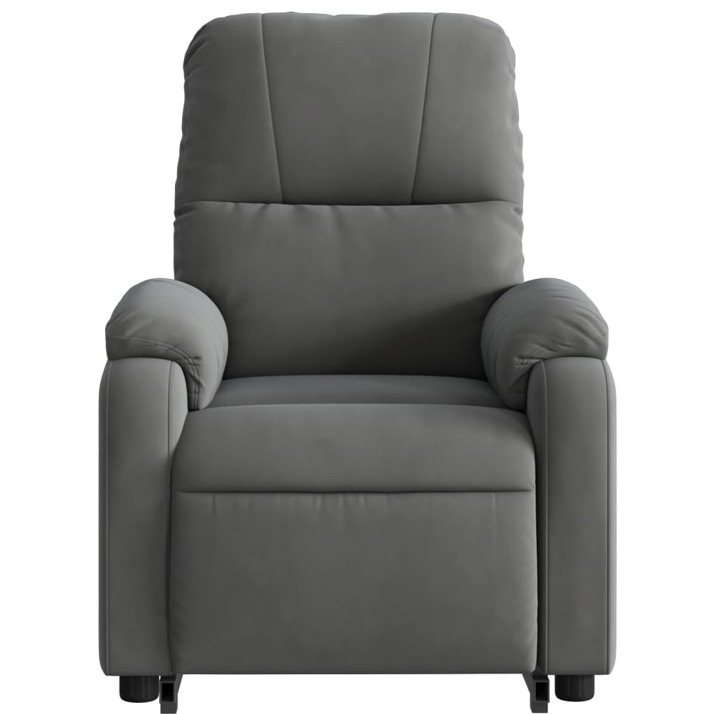 vidaXL Sillón reclinable elevable tela de microfibra gris oscuro