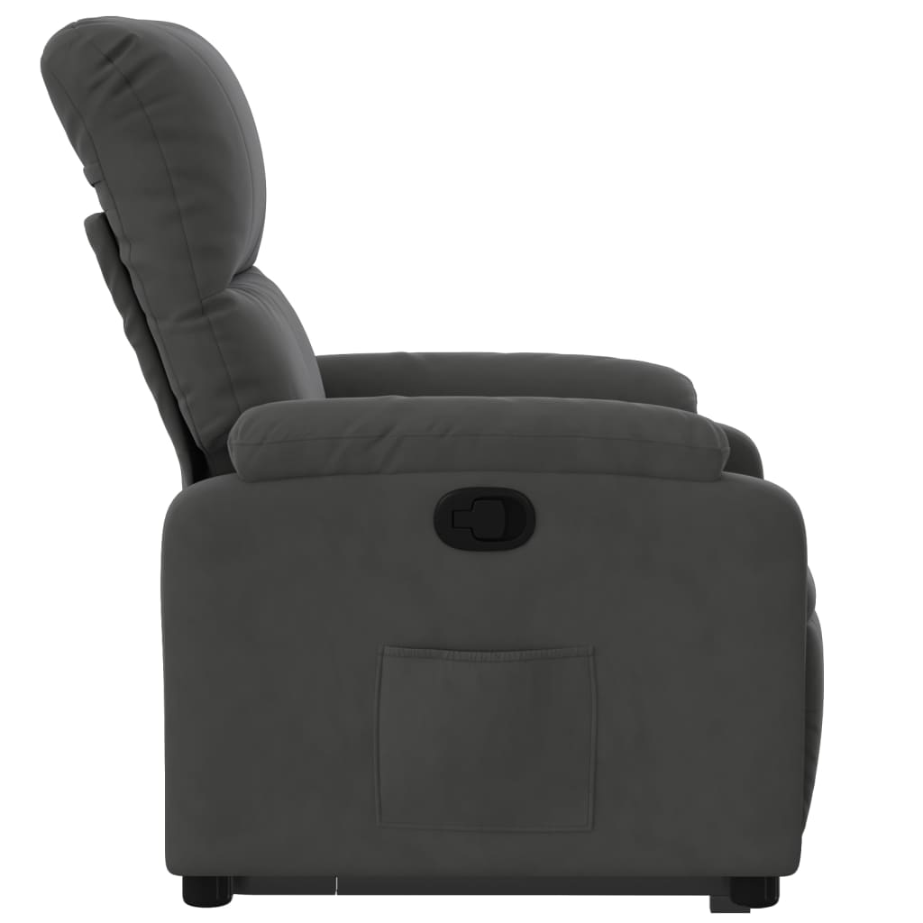 vidaXL Sillón reclinable elevable tela de microfibra gris oscuro