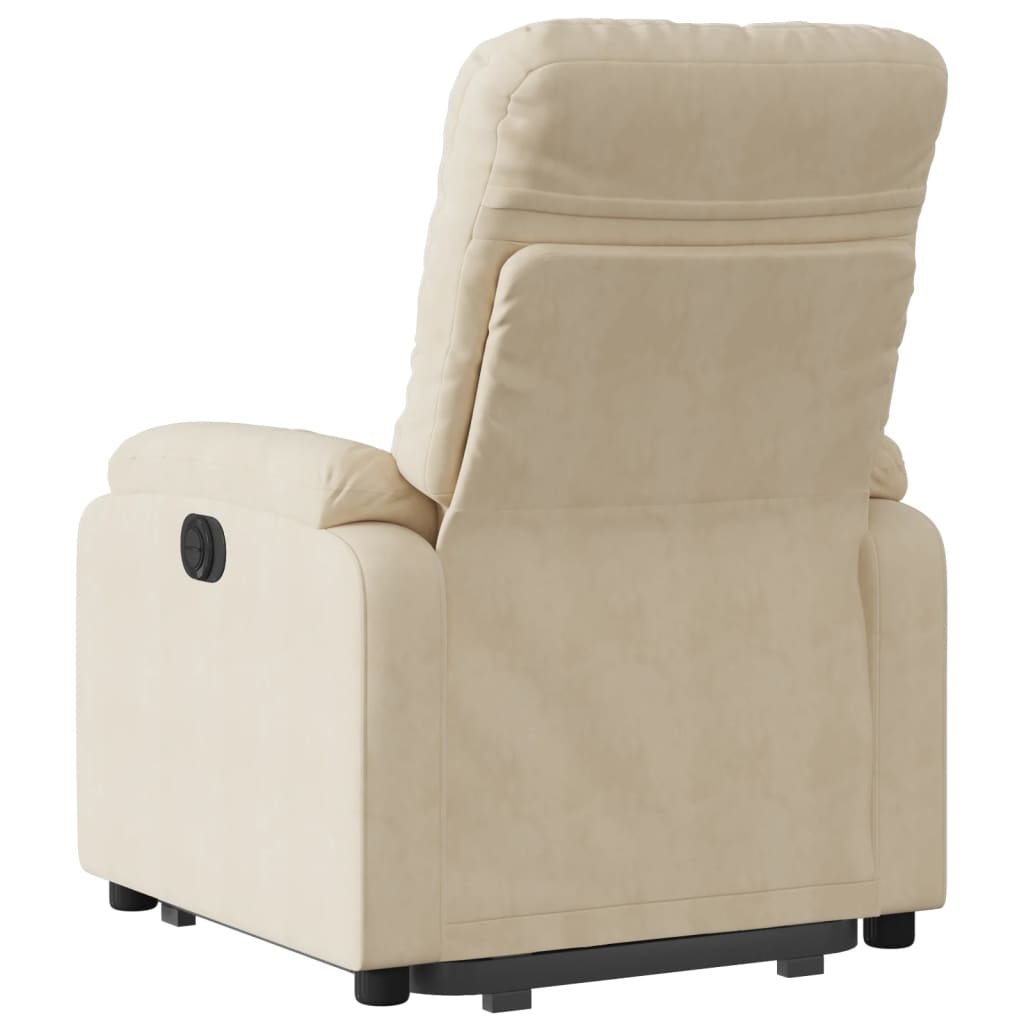 vidaXL Sillón reclinable elevable tela de microfibra color crema