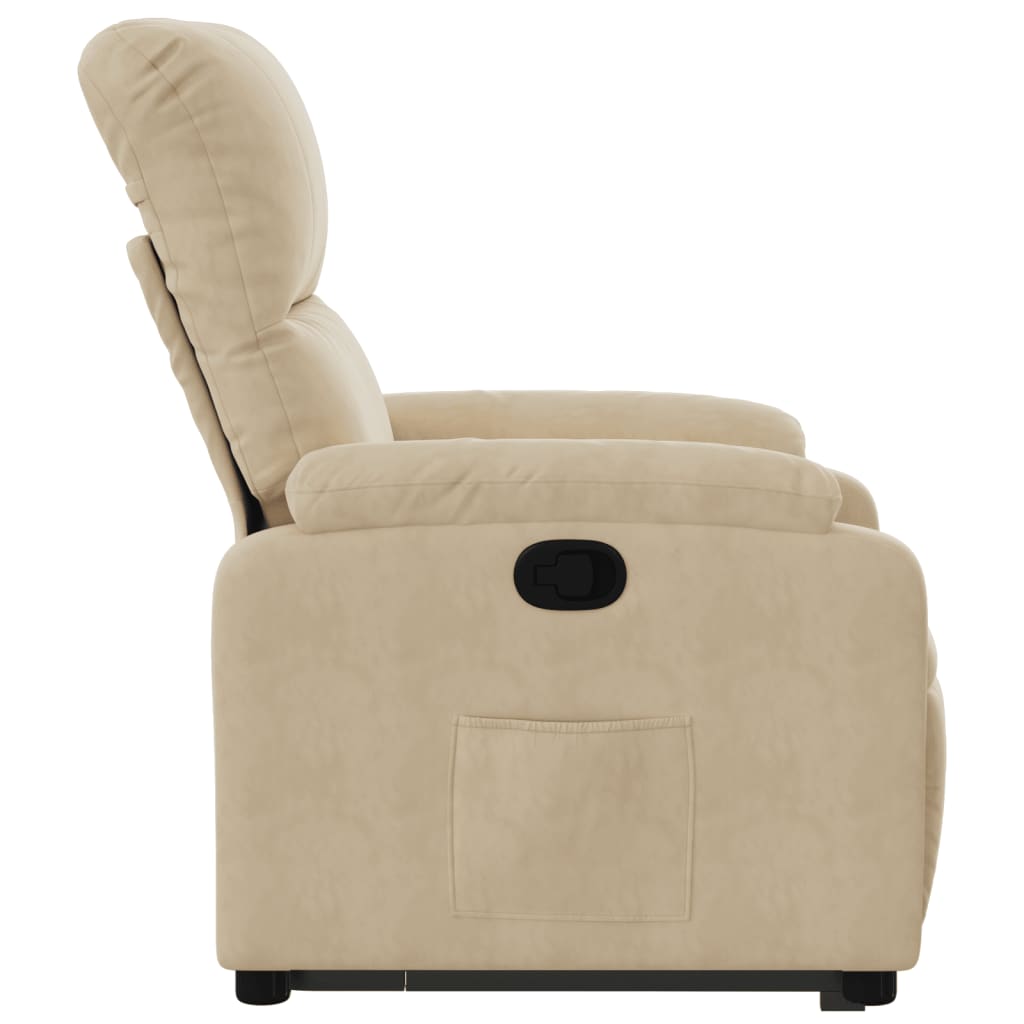 vidaXL Sillón reclinable elevable tela de microfibra color crema