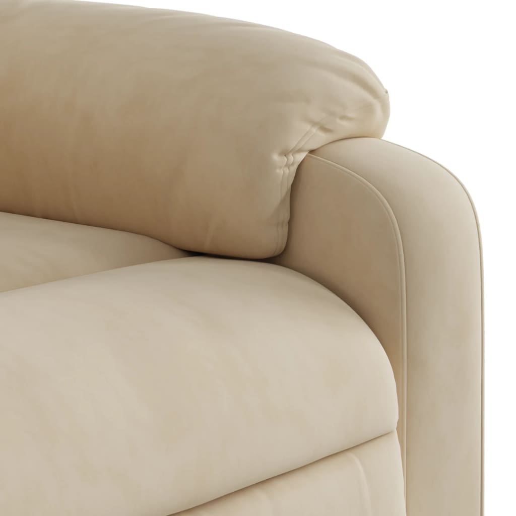 vidaXL Sillón reclinable elevable tela de microfibra color crema