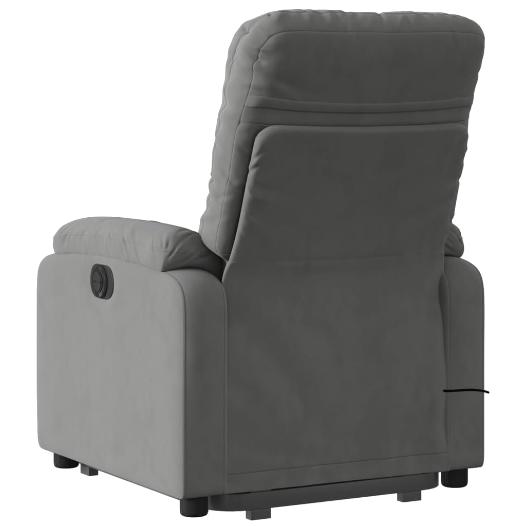 vidaXL Sillón reclinable masaje elevable tela microfibra gris oscuro