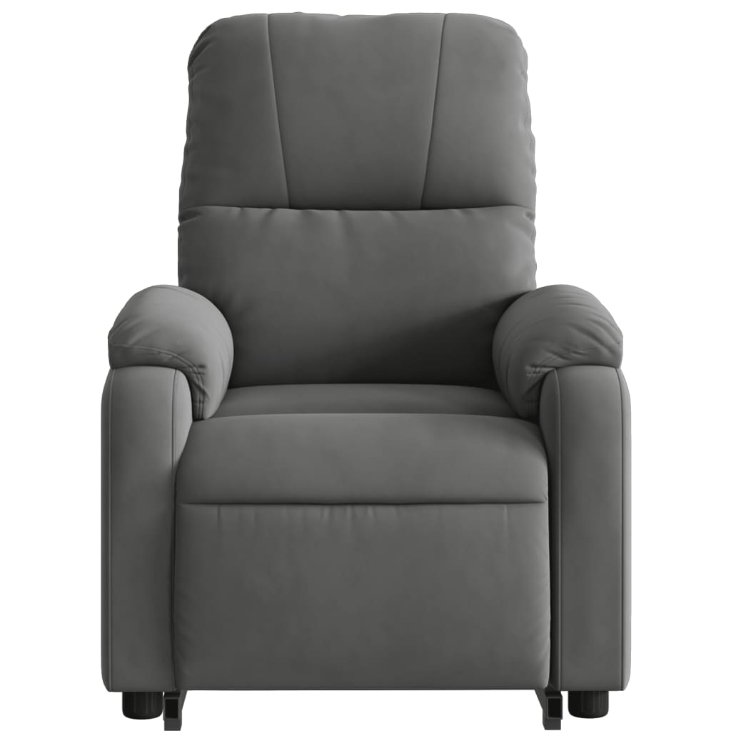 vidaXL Sillón reclinable masaje elevable tela microfibra gris oscuro