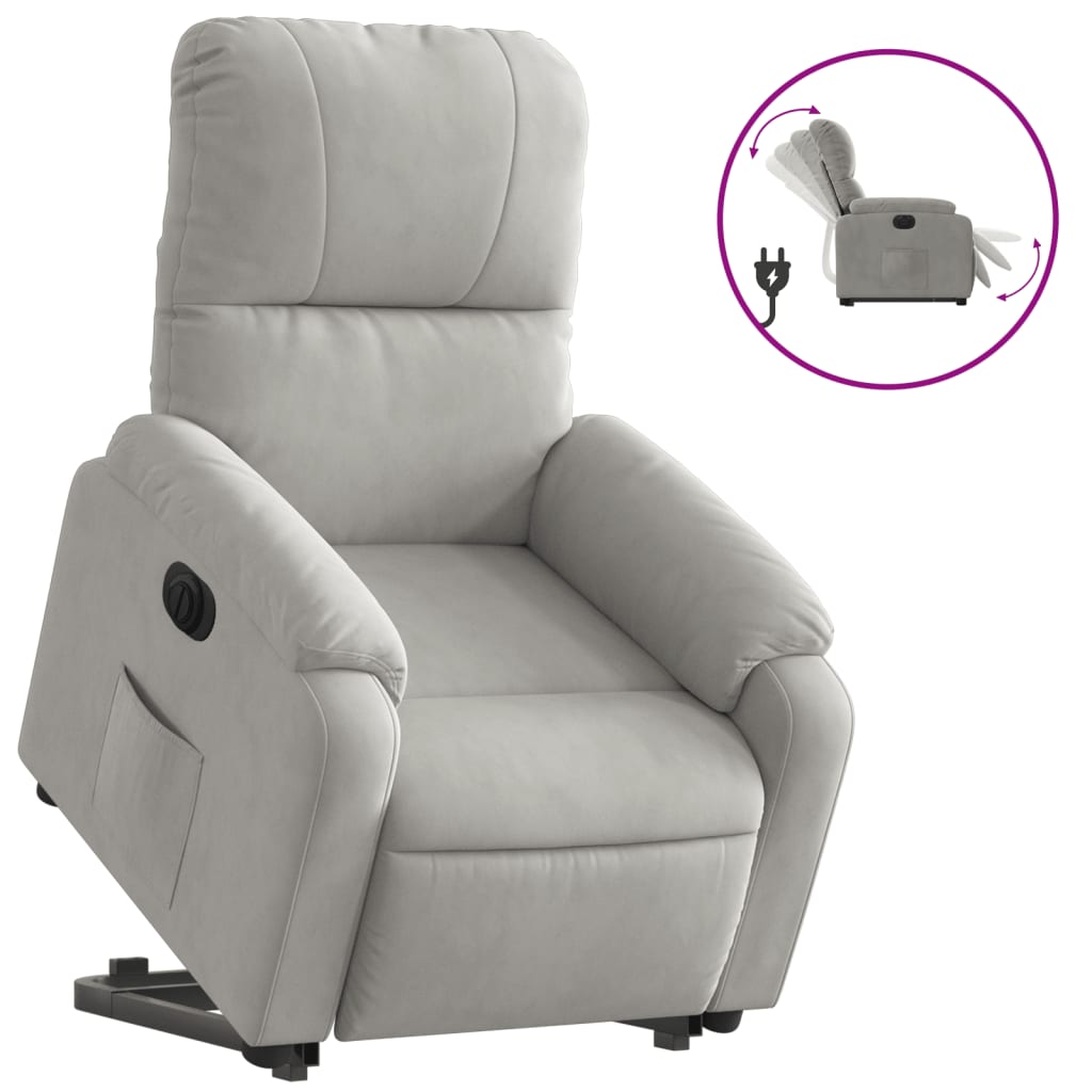 vidaXL Sillón eléctrico reclinable elevable tela microfibra gris claro