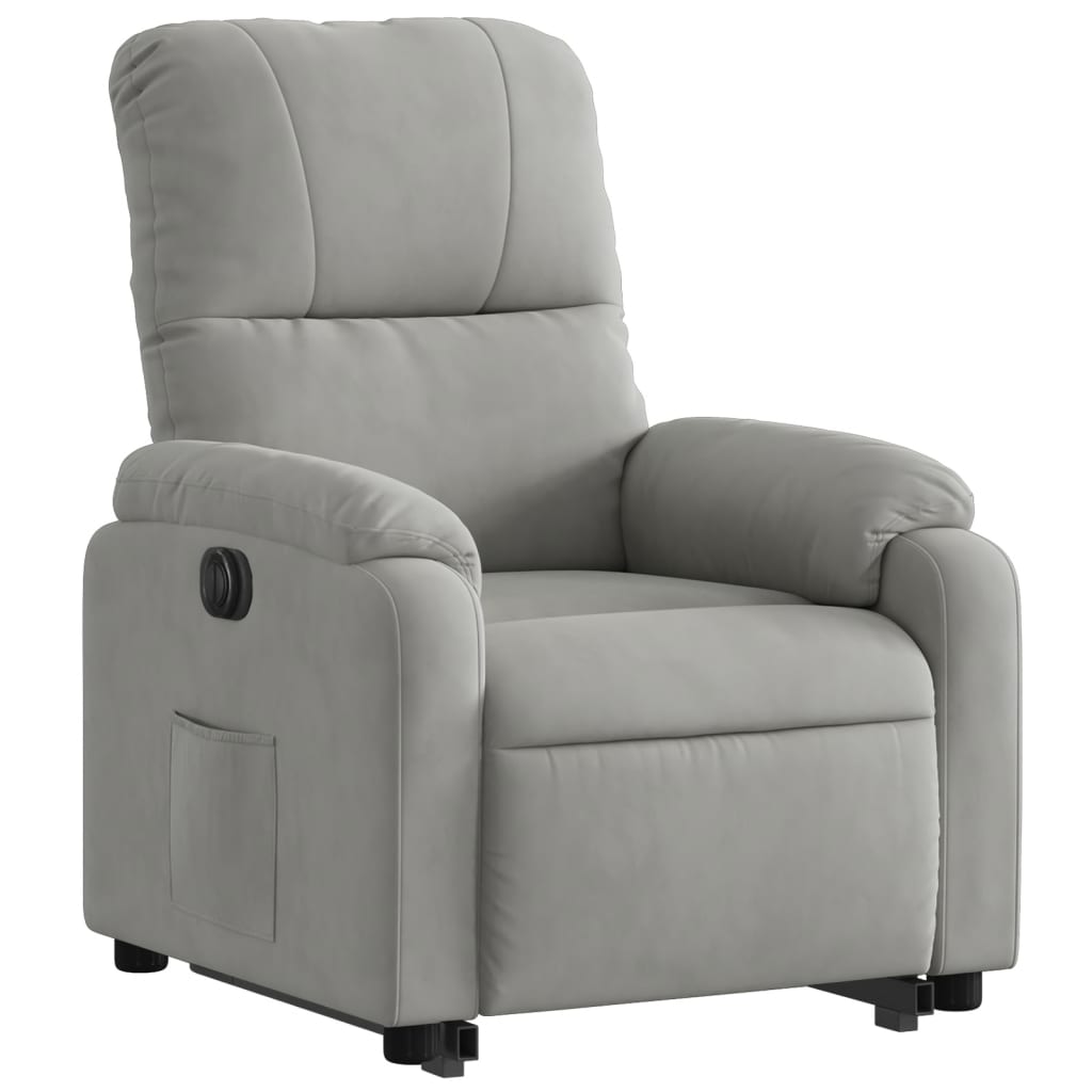 vidaXL Sillón eléctrico reclinable elevable tela microfibra gris claro