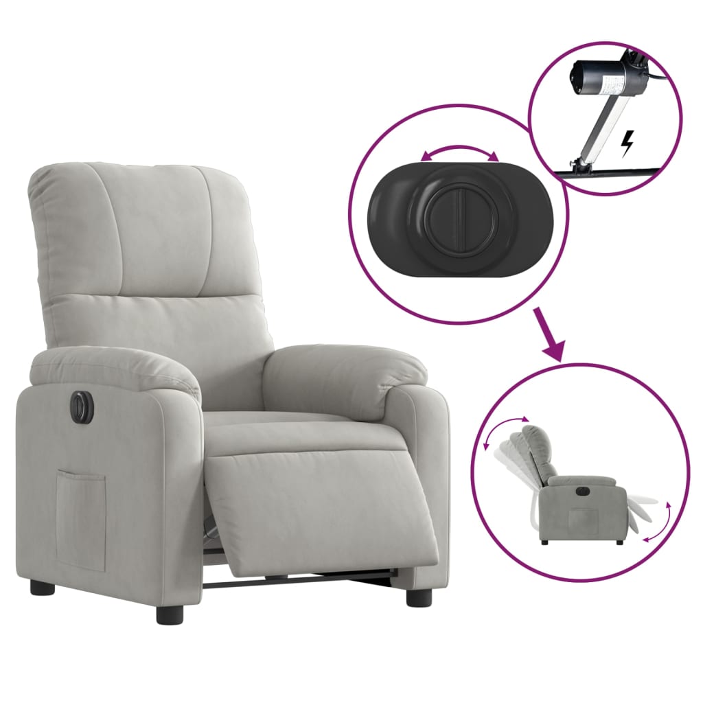 vidaXL Sillón eléctrico reclinable elevable tela microfibra gris claro