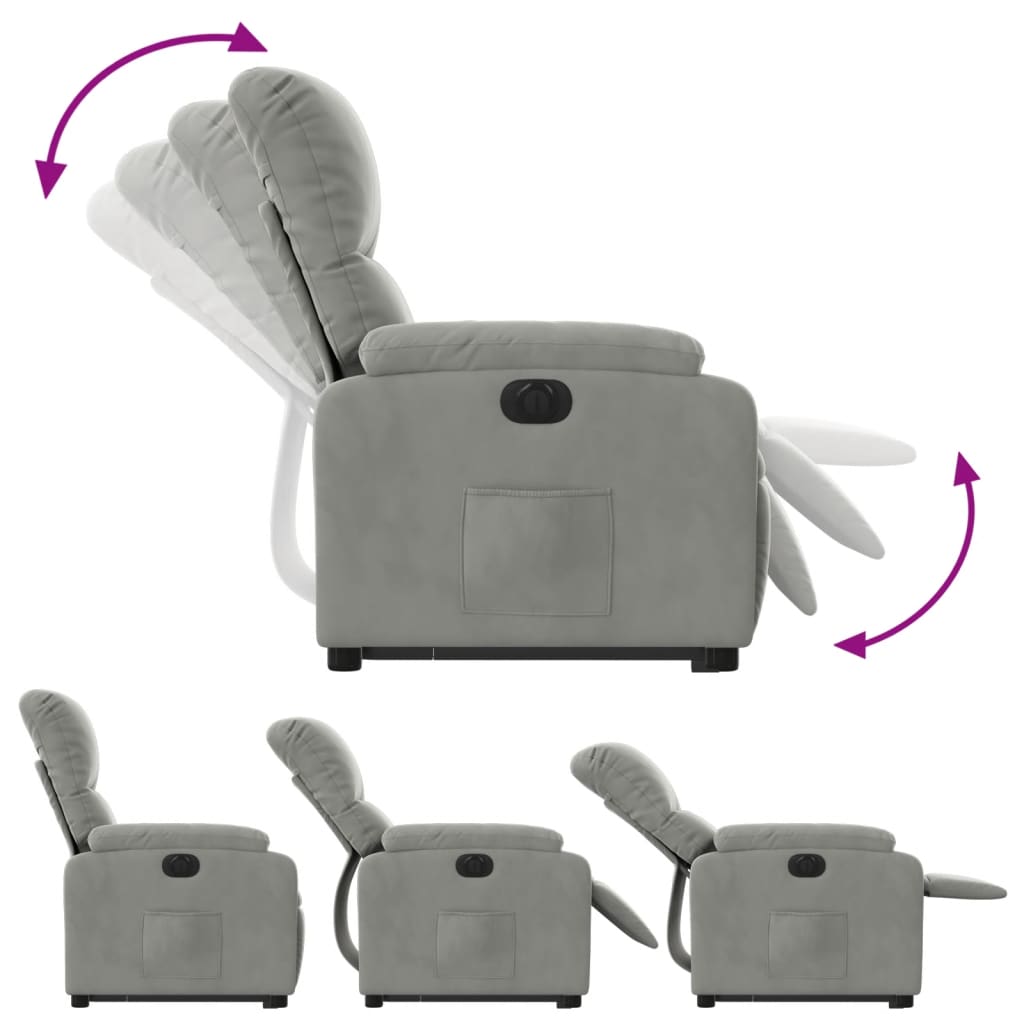 vidaXL Sillón eléctrico reclinable elevable tela microfibra gris claro