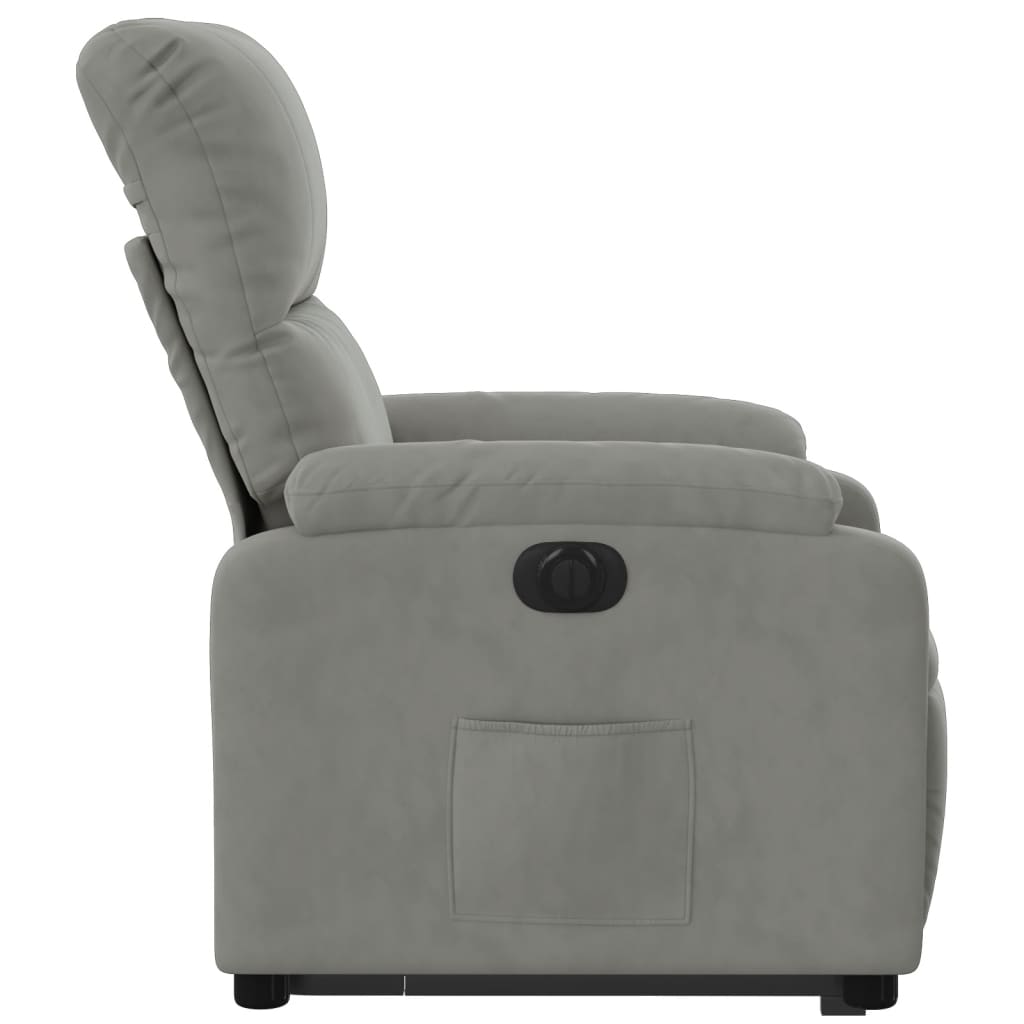 vidaXL Sillón eléctrico reclinable elevable tela microfibra gris claro