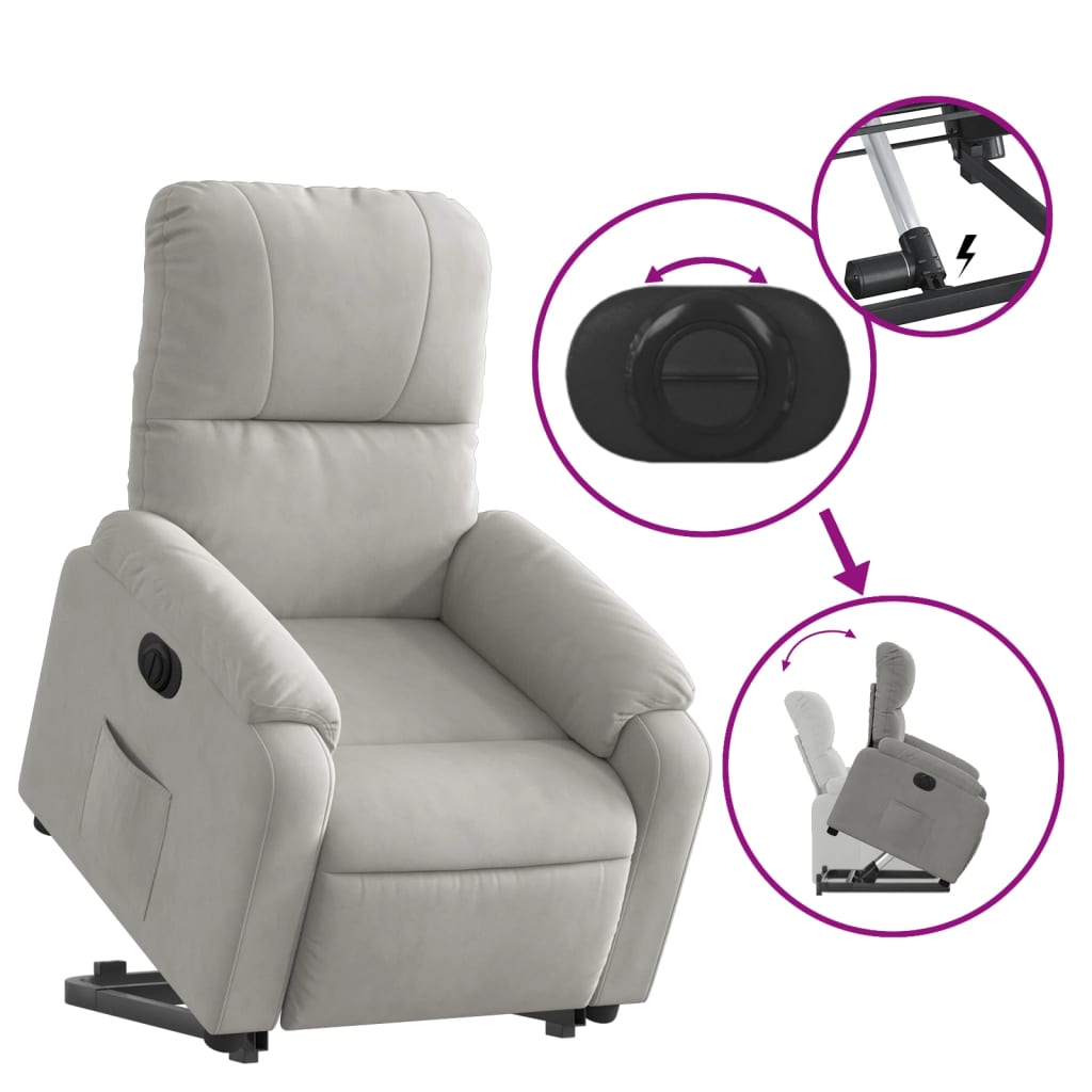 vidaXL Sillón eléctrico reclinable elevable tela microfibra gris claro