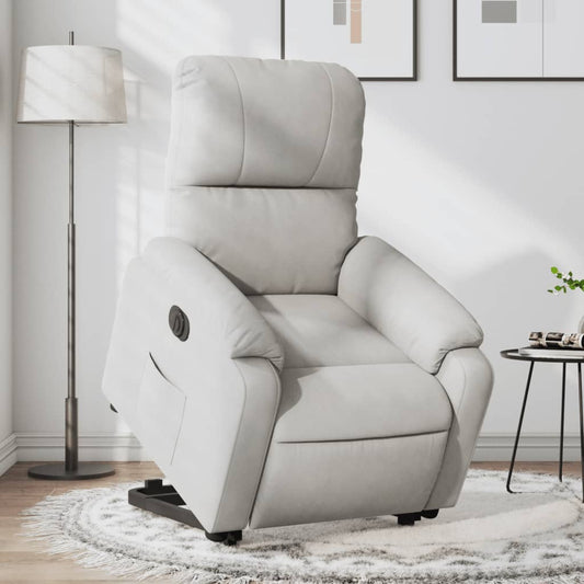 vidaXL Sillón eléctrico reclinable elevable tela microfibra gris claro