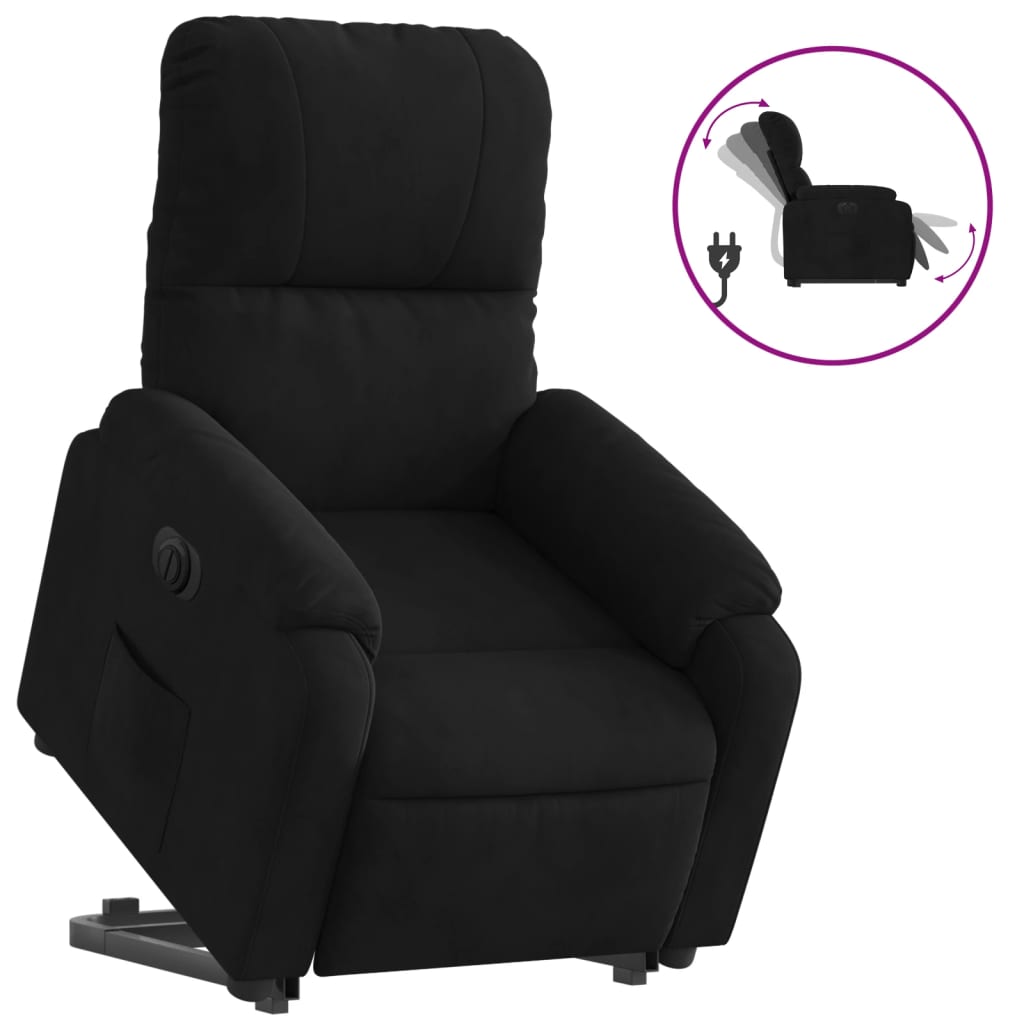 vidaXL Sillón eléctrico reclinable elevable tela microfibra negro