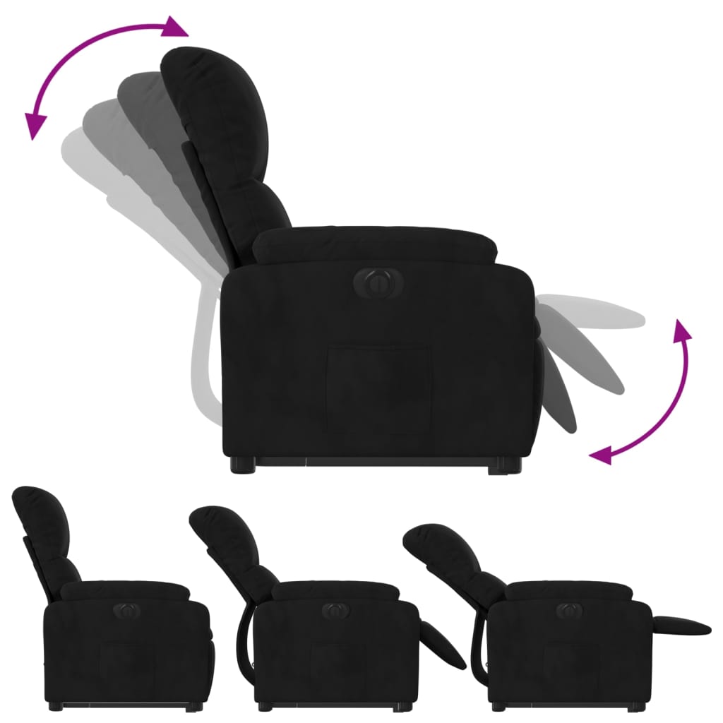 vidaXL Sillón eléctrico reclinable elevable tela microfibra negro