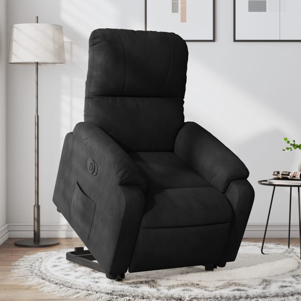 vidaXL Sillón eléctrico reclinable elevable tela microfibra negro