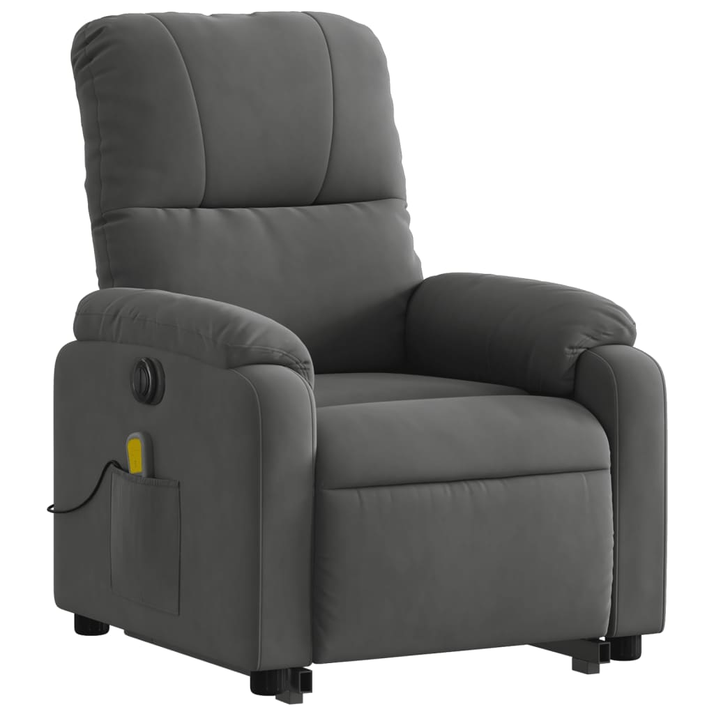 vidaXL Sillón masaje eléctrico reclinable elevable tela gris oscuro