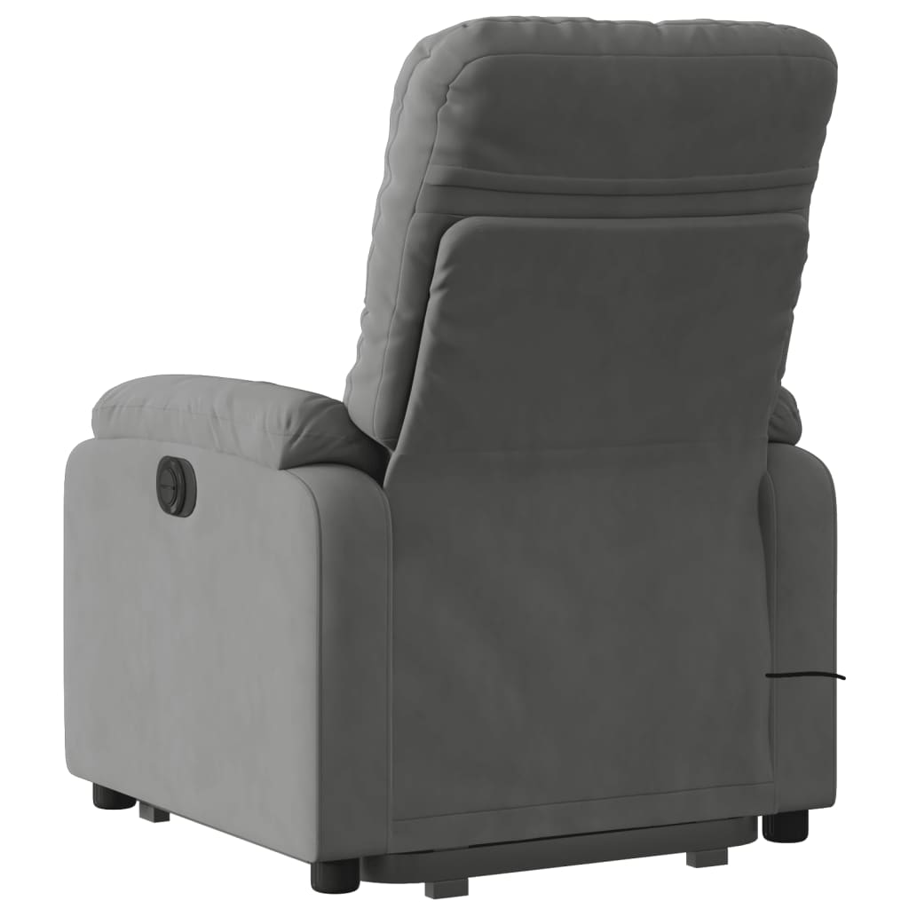 vidaXL Sillón masaje eléctrico reclinable elevable tela gris oscuro