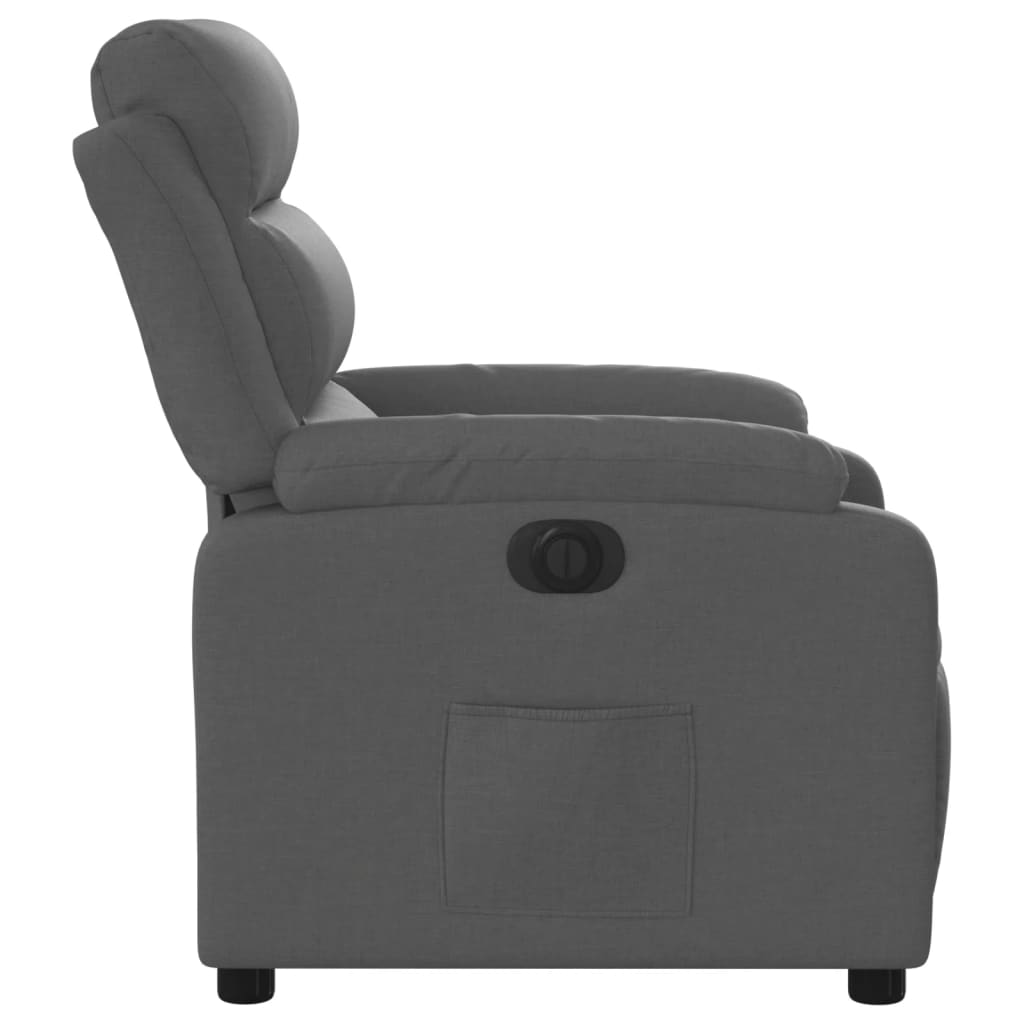 vidaXL Sillón reclinable eléctrico de tela gris oscuro