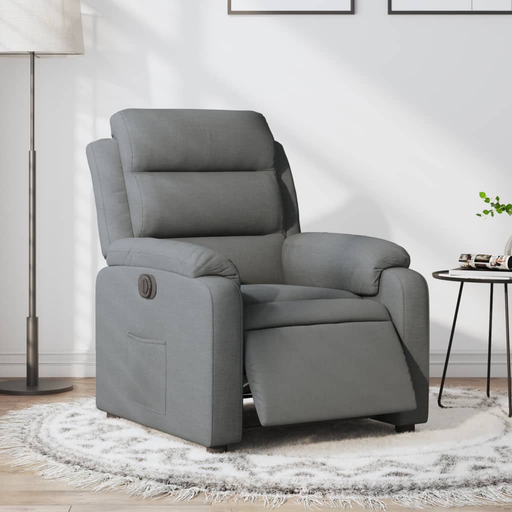 vidaXL Sillón reclinable eléctrico de tela gris oscuro