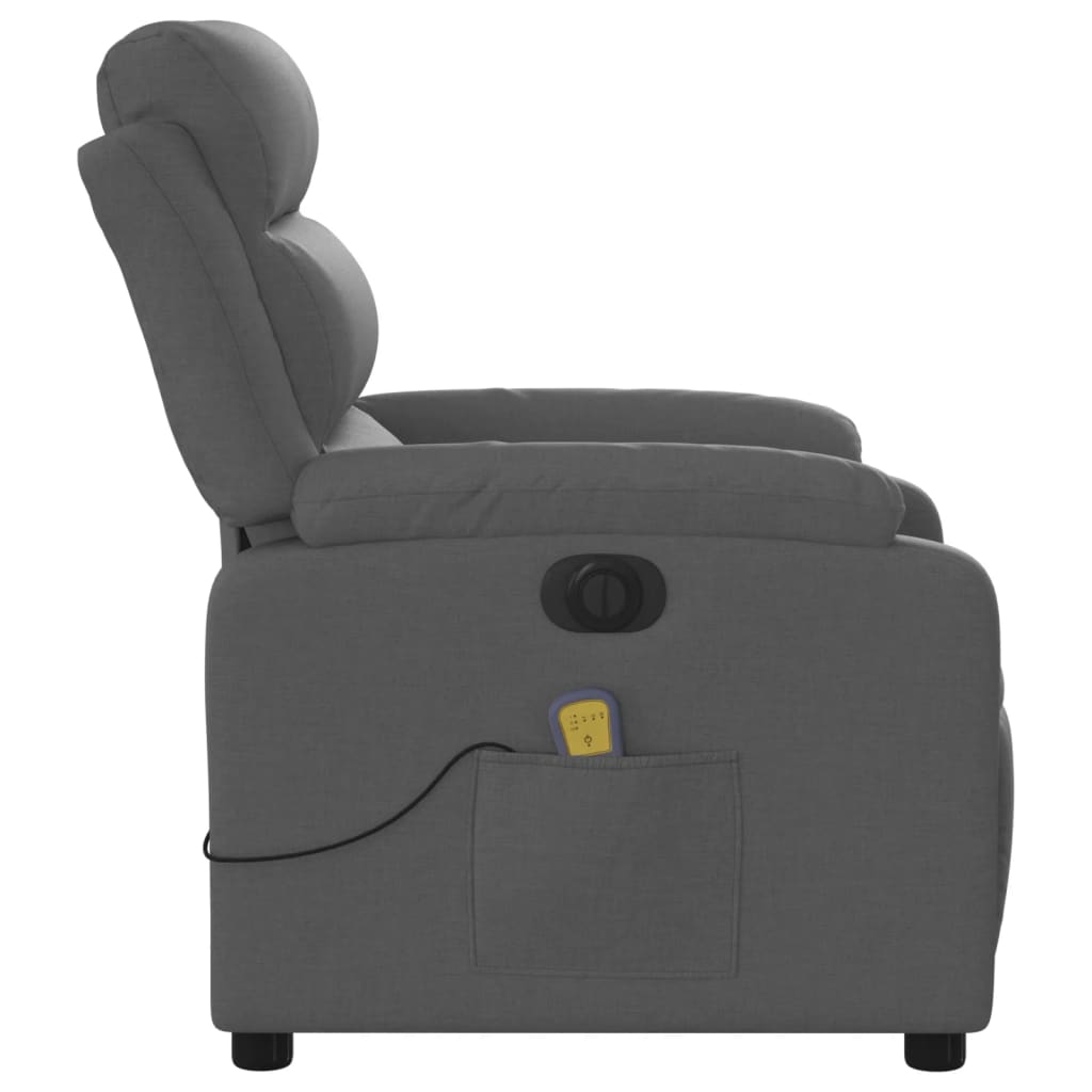 vidaXL Sillón reclinable de masaje eléctrico tela gris oscuro