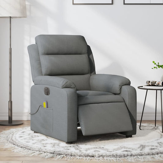 vidaXL Sillón reclinable de masaje eléctrico tela gris oscuro