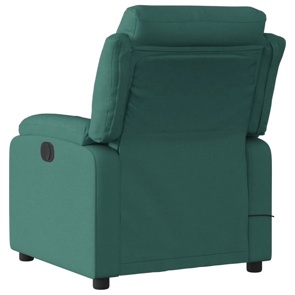 vidaXL Sillón reclinable de masaje eléctrico tela verde oscuro