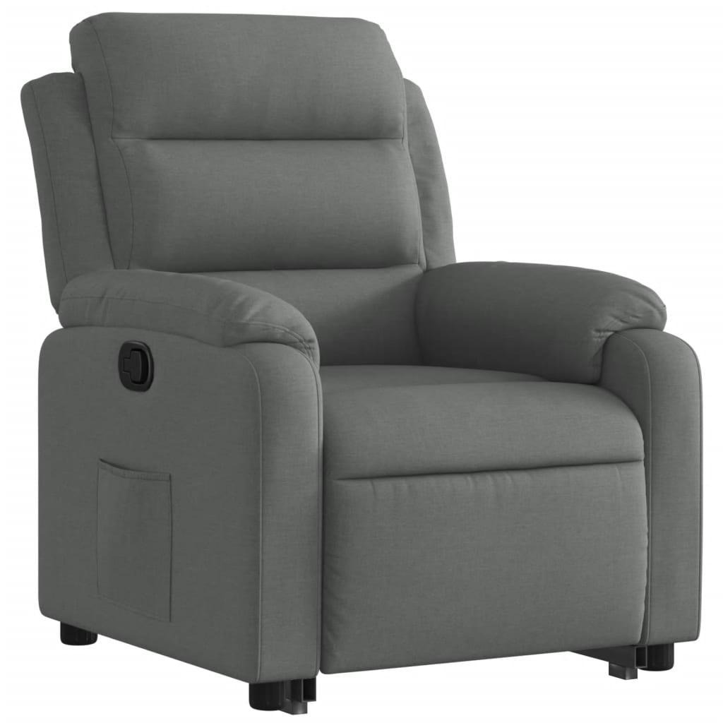 vidaXL Sillón reclinable elevable de tela gris oscuro