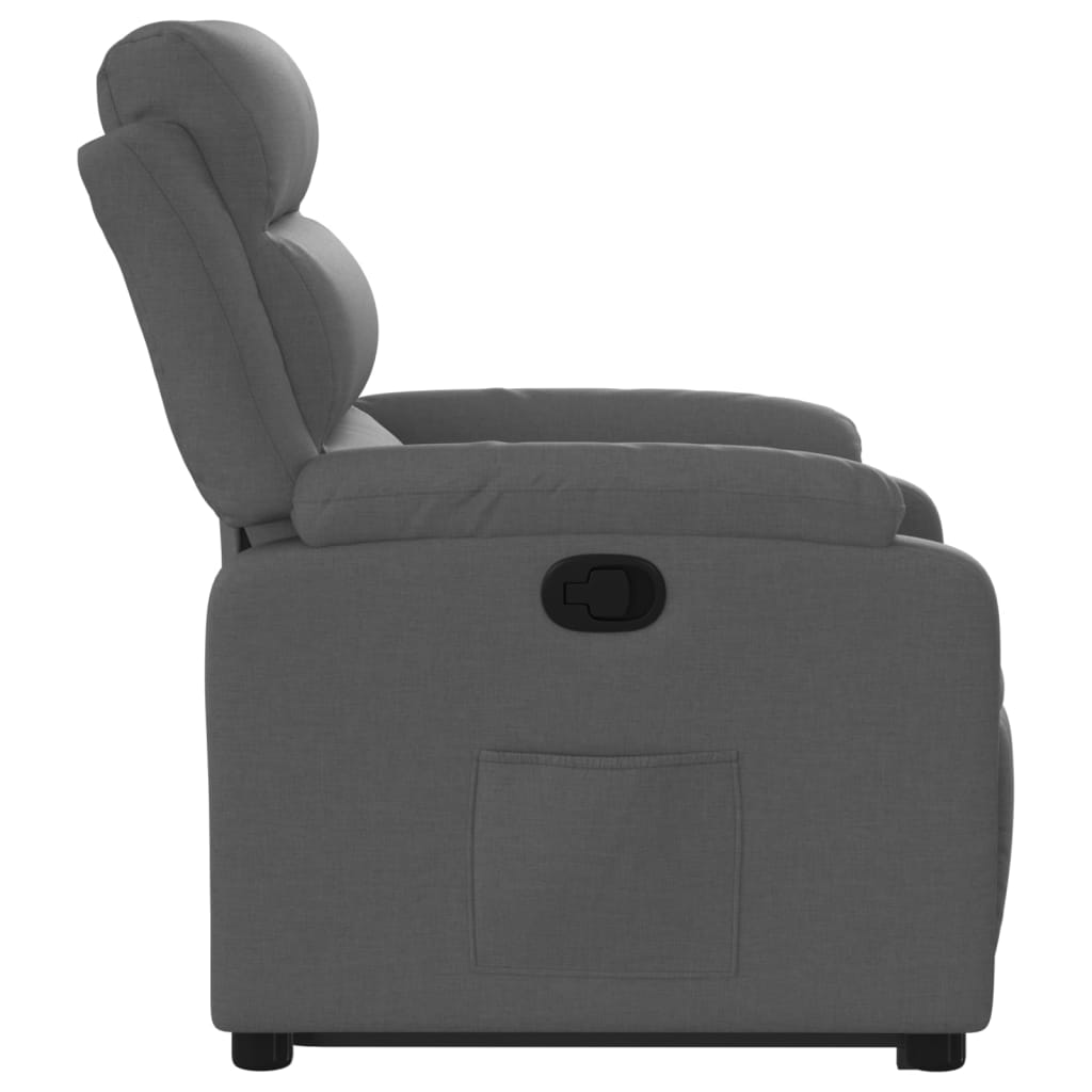 vidaXL Sillón reclinable elevable de tela gris oscuro