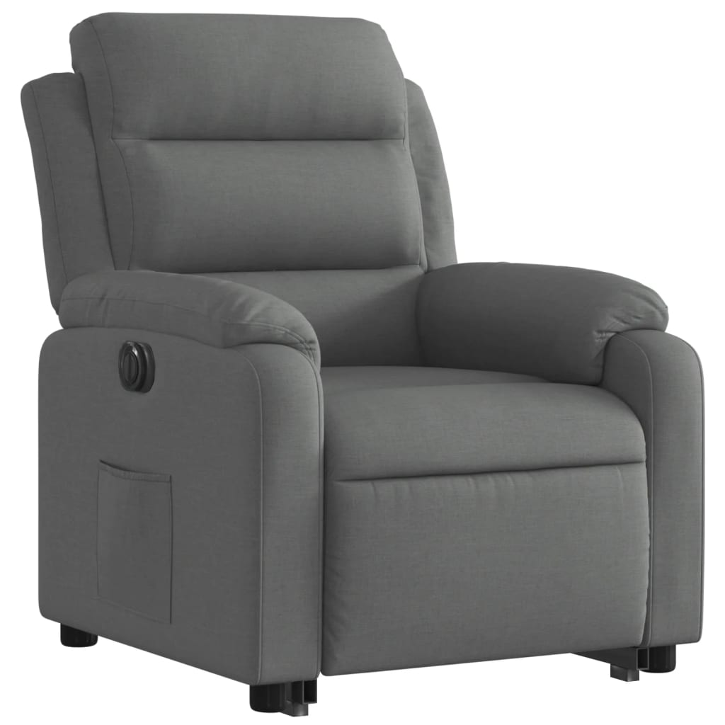 vidaXL Sillón eléctrico reclinable elevable de tela gris oscuro