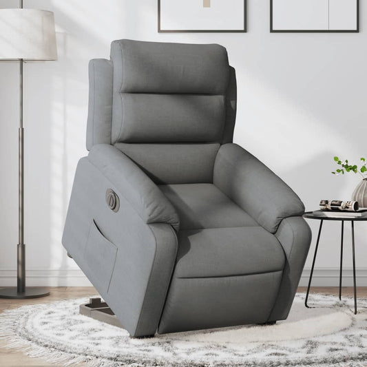 vidaXL Sillón eléctrico reclinable elevable de tela gris oscuro