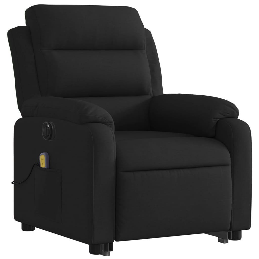 vidaXL Sillón de masaje eléctrico reclinable elevable tela negro